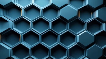 Poster - Dynamic hexagonal patterns in motion with metallic reflections