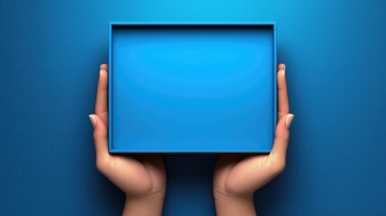 Poster - Presenting a minimalistic blue box creative display indoor setting artistic perspective conceptual design