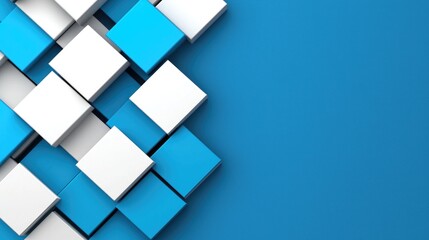 Poster - Creative abstract design elements digital space 3d graphics blue background modern aesthetics