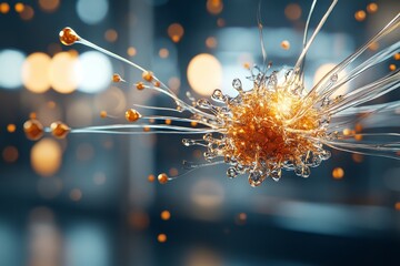 Poster - Exploring the intricate details of a microscopic cellular structure in a vibrant scientific setting
