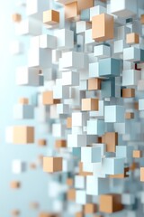 Poster - Dynamic arrangement of colorful cubes suspended in space showcasing depth and structure