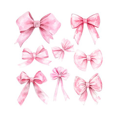 Pink Watercolor Bows Gift Wrapping Design,