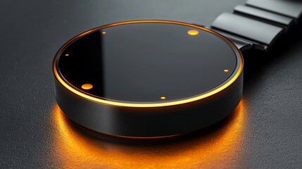 Poster - Sleek smartwatch with orange glow, close-up.