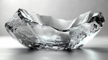Poster - A sculpted glass bowl with a rough, icy texture.