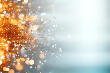 Poster - Dynamic explosion of glowing particles and light effects in abstract digital art representation