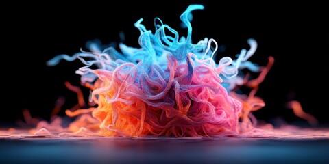 Poster - Colorful abstract swirling patterns create a vibrant visual display in a dark setting, illuminating the surrounding space with energy