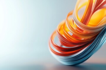 Poster - Colorful swirling ribbons of flexible material create a dynamic visual effect in an abstract composition