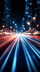 Poster - Colorful light trails create a dynamic atmosphere on a city street at night