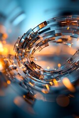 Aufkleber - Vibrant abstract design showcasing a swirling pattern of glass-like shapes illuminated by warm hues