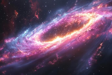 Wall Mural - deep space nebula visualization with swirling cosmic dust clouds in vibrant turquoise and magenta st