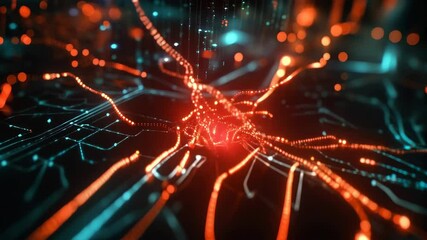 Poster - Vibrant neural network animation depicting dynamic data flow and connectivity