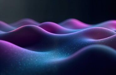 Aufkleber - Abstract 3D render of smooth waves in dark purple, teal gradient colors. Soft lighting creates deep depth of field effect. No people objects shown. Purple, blue curves create flowing, dynamic