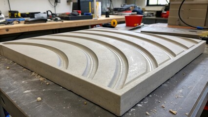 Aufkleber - A medium closeup of a finished concrete section showcasing the curved lines and smooth finish that illustrate the creative potential of 3D printing with tools and materials tered