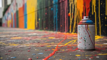 Aufkleber - An abstract closeup that focuses on splatter techniques where drips and sprays of paint in various colors create a chaotic yet harmonious tapestry expressing the raw energy of