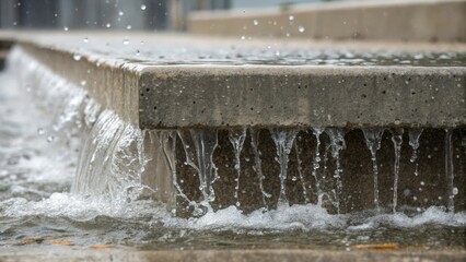 Aufkleber - Medium closeup of concrete cascading down into a foundation form with splashes visible while droplets of concrete emerge around the edges highlighting the fluidity of the material.