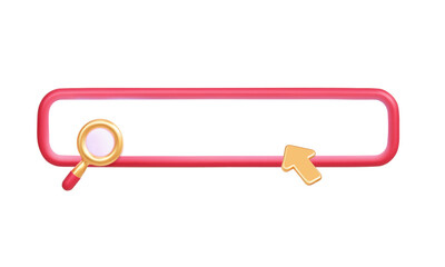 Fototapete - 3d internet browser search bar with mouse cursor. Vector illustration