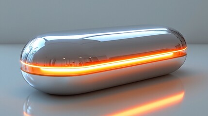 Poster - Futuristic metallic capsule with glowing orange line.
