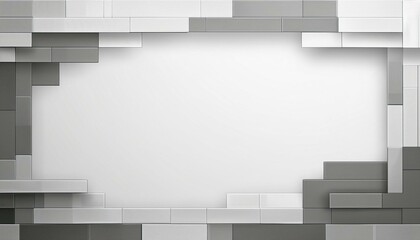Leinwandbilder - Modern rectangular block pattern on white gray banner background border design with copy space. Generated image