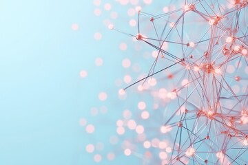 Aufkleber - Artificial connections display sparkling nodes against a soft blue background in a futuristic composition