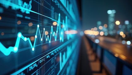 Poster - financial data analysis screen shows dynamic economic trends. global investment strategy displayed o