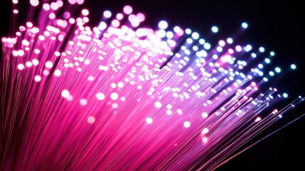 Poster - Abstract Background of Colorful Fiber Optic Lights with Bright Pink and Blue Hues Creating a Mesmerizing Visual Display for Technology and Innovation Themes