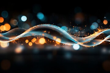 Poster - Colorful wave design with glowing elements creates a vibrant backdrop in a night setting