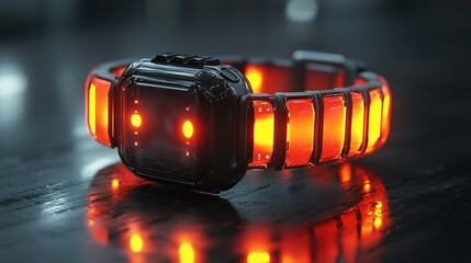 Poster - Futuristic smartwatch with illuminated band.