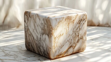 Poster - Elegant marble cube on light background.