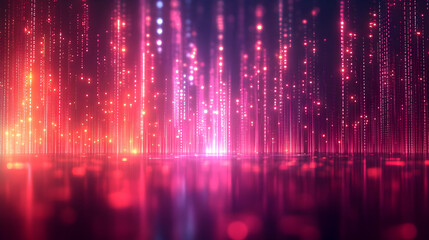 Poster - Vibrant Abstract Background with Glowing Pink and Red Particles