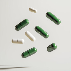 Wall Mural - medical pills floating in the air cut out isolated on background