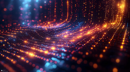 Poster - Abstract Digital Energy Flow with Glowing Particles and Bright Colors