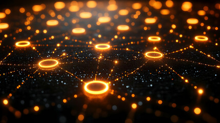 Poster - Abstract Glowing Network Connections Digital Background