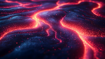 Poster - Abstract Glowing Lava Texture with Red and Blue Hues, Dynamic Energy and Intense Heat
