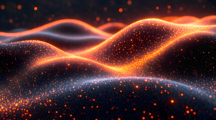 Poster - Glowing Particles Abstract Background with Dynamic Waves and Energy