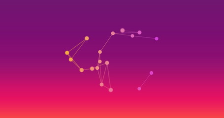 Aufkleber - Image of shapes moving over purple background