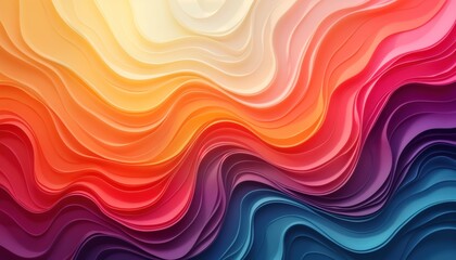 Poster - Abstract illustration with vibrant colors. Generative art design with smooth waves, curves. Colorful layers create dynamic motion effect. Looks like burning smoky waves. Abstract art background