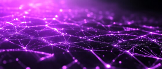 Poster - Glowing purple lines and nodes form a complex digital network in a dark environment