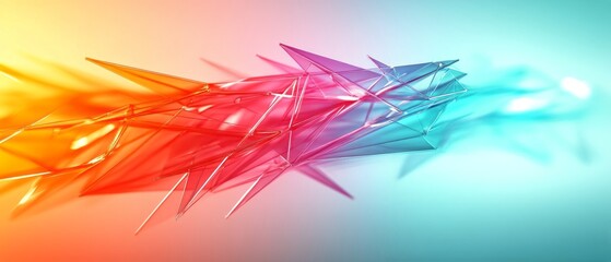 Poster - Vivid triangular shapes blend in vibrant colors against a smooth gradient backdrop