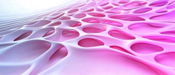 Poster - Abstract shapes with a pink and white gradient create an intricate web-like design