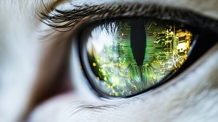 Poster - A Close Up Of An Eye Reflecting Circuitry