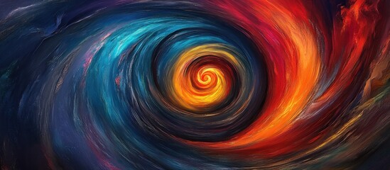 Wall Mural - abstract swirling vortex of vibrant blue, red and orange paint.