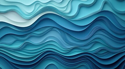 Poster - Abstract Wavy Layers in Blue Tones for Creative Backgrounds