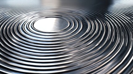 Poster - Metal Surface with Circular Ripples and Reflective Texture