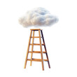© vectorizer88 - Wooden ladder supporting a fluffy cloud, isolated on a transparent background