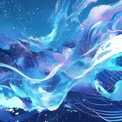 Poster - Dynamic abstract art displaying fluid motion vibrant colors digital artwork creative environment aesthetic perspective