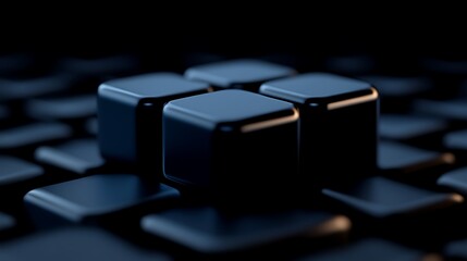 Four Black Cubes Resting On A Field Of Cubes
