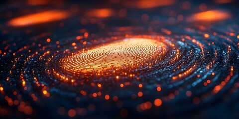 Poster - digital fingerprint scanner glowing on a touchscreen with futuristic security icons.