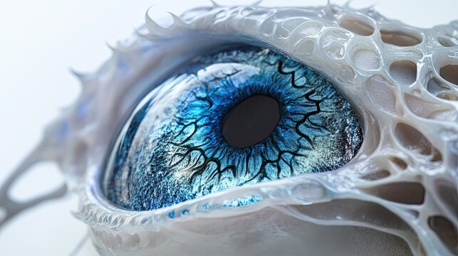 Abstract Blue Eye Within a White Organic Structure