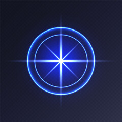 Wall Mural - blue light flare, glowing shiny sparkle, lens flare effect, bright glimmering glare. vector illustra