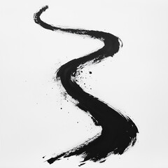 A thin black ink brush stroke path on a white background